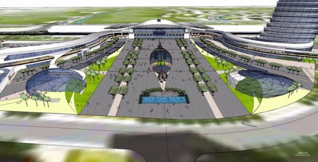 Sketchup车站路桥|多层火车站，现代风格