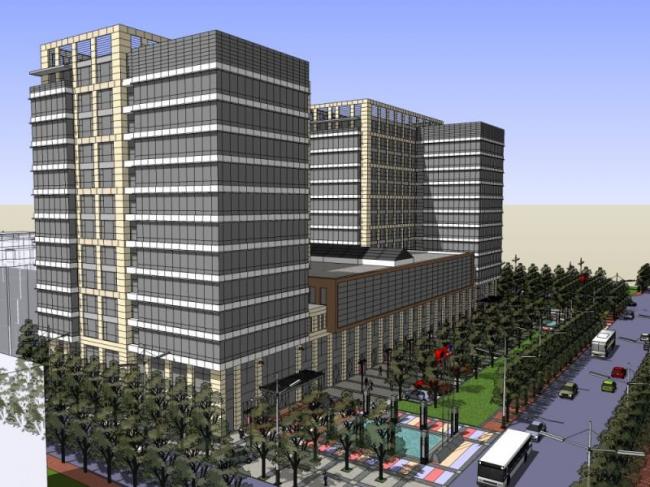 Sketchup办公模型|多高层办公楼，现代风格