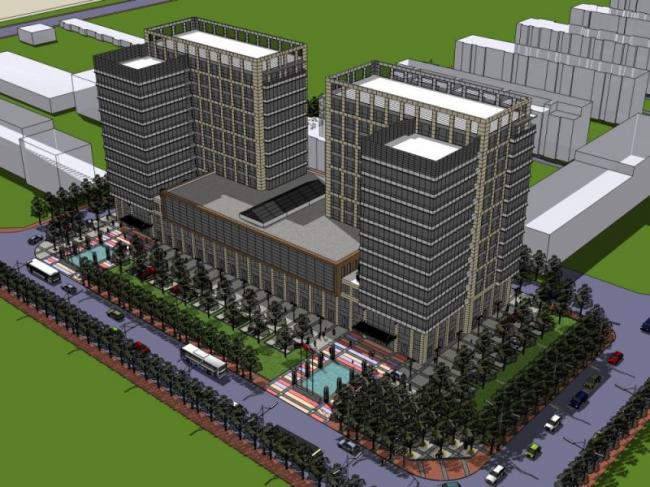 Sketchup办公模型|多高层办公楼，现代风格