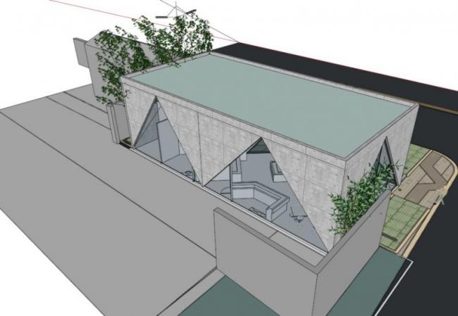 Sketchup文化模型|多层活动中心，文化建筑，清水混凝土，现代风格