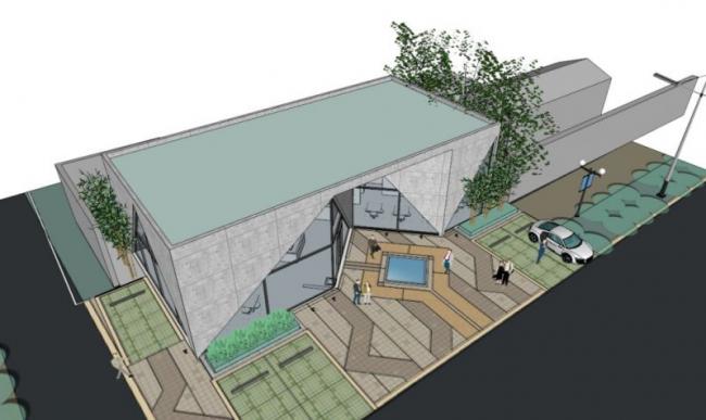 Sketchup文化模型|多层活动中心，文化建筑，清水混凝土，现代风格