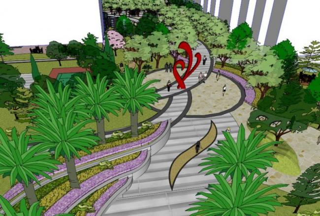 Sketchup景观模型|小区景观，住宅景观，现代风格