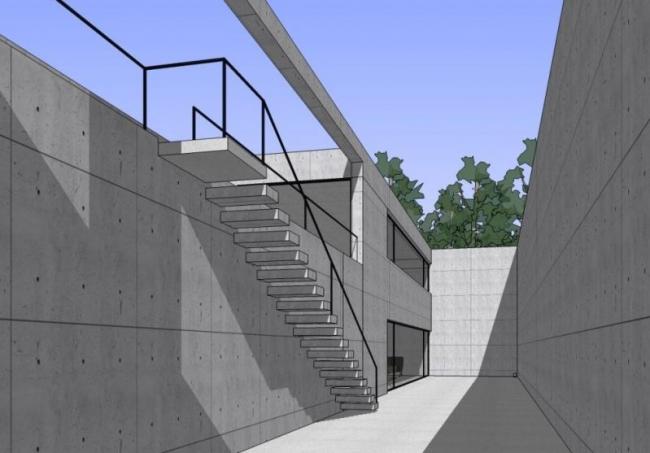 Sketchup住宅模型|中山邸，低层住宅，现代风格，安藤忠雄