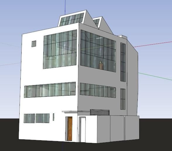 Sketchup住宅模型|多层工作室及公寓，柯布西耶，现代风格