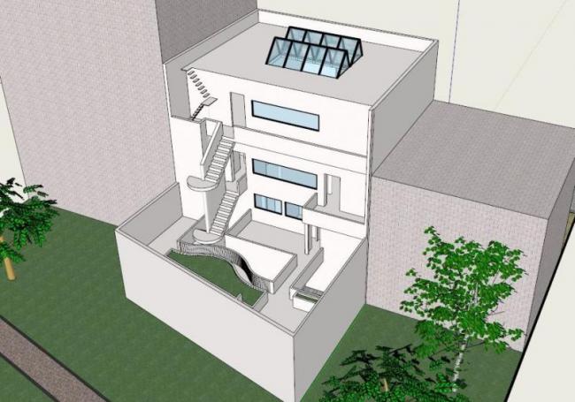 Sketchup住宅模型|多层住宅，柯布西耶，现代风格
