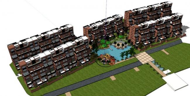 Sketchup住宅模型|多层住宅，居住建筑，现代风格