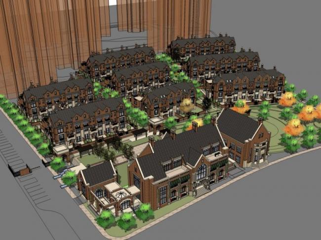 Sketchup住宅模型|多层住宅小区，居住建筑，英式风格，古典风格