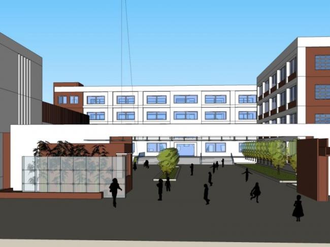 Sketchup学校模型|多层小学学校，校园教育建筑，现代风格