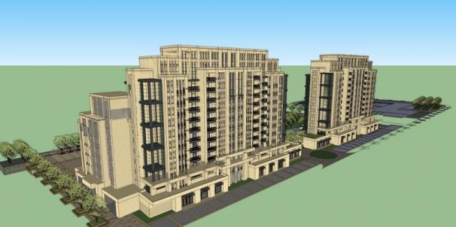 Sketchup住宅模型|高层住宅，居住建筑，古典风格