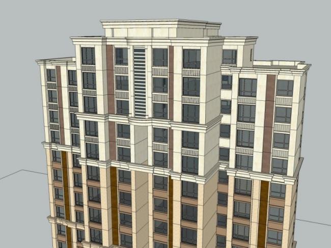 Sketchup住宅模型|高层住宅，居住建筑，古典风格