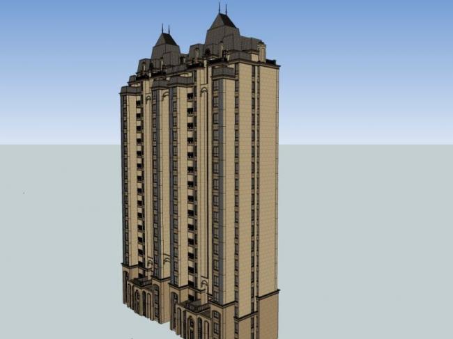 Sketchup住宅模型|高层住宅，古典风格