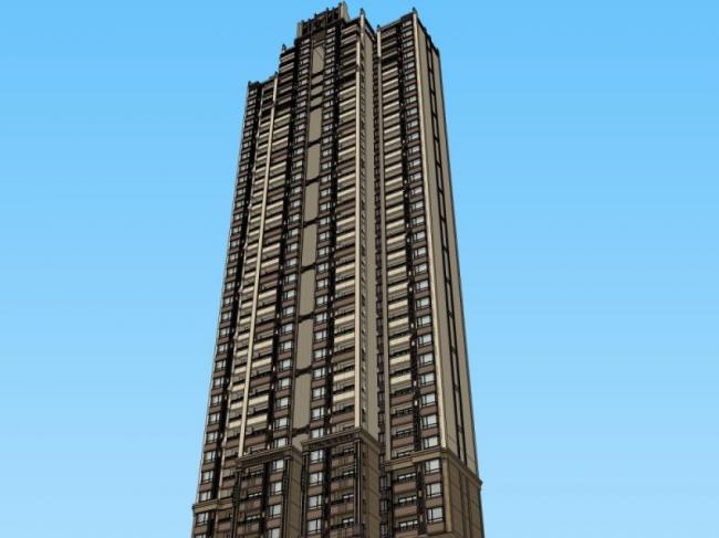Sketchup住宅模型|超高层住宅，古典风格