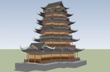 Sketchup古建筑模型|多层寺庙塔楼，古寺古庙，古建筑，中式风格-BIM建筑网