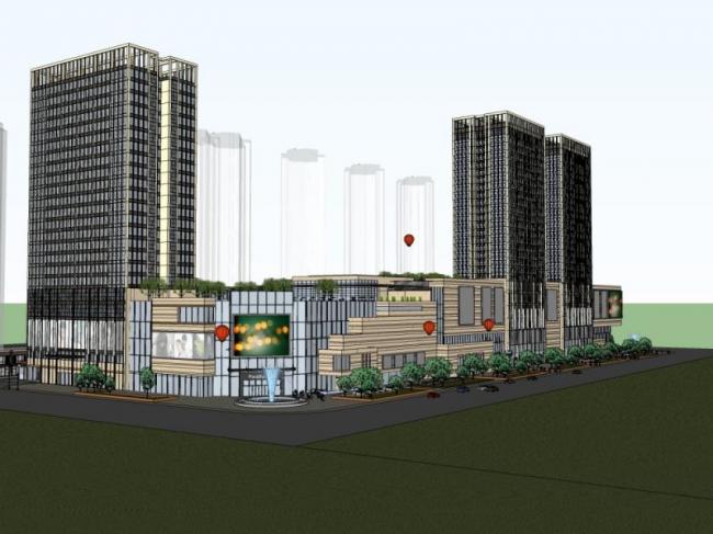 Sketchup综合体模型|商业综合体，现代风格