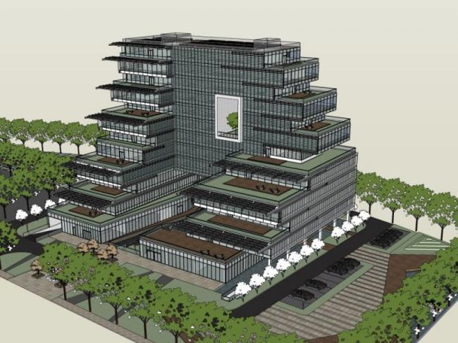 Sketchup办公模型|多高层办公楼，现代风格