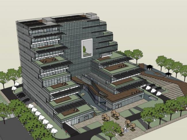 Sketchup办公模型|多高层办公楼，现代风格