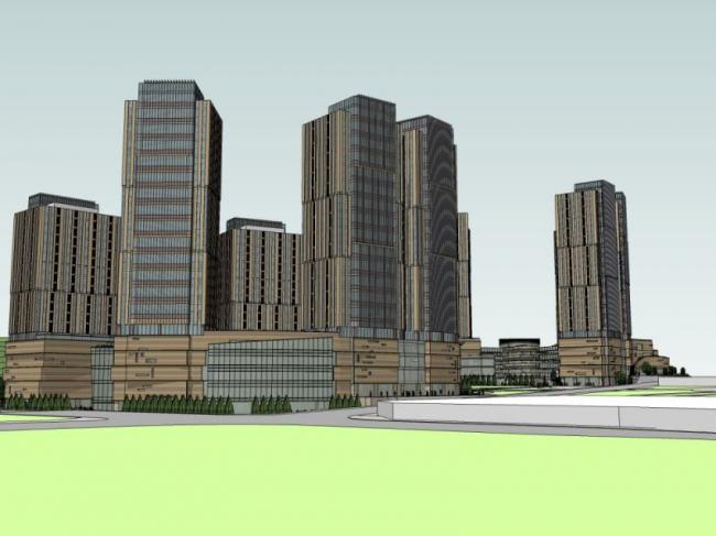 Sketchup综合体模型|超高层综合体，现代风格