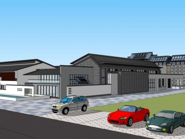 Sketchup商业模型|庭院，中式风格