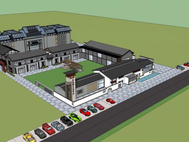 Sketchup商业模型|庭院，中式风格