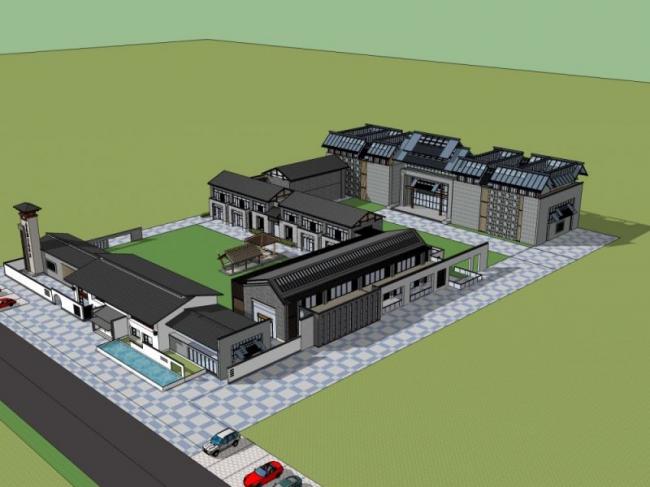 Sketchup商业模型|庭院，中式风格