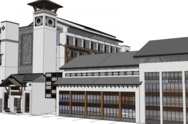 Sketchup办公模型|多层办公楼群，中式风格-BIM建筑网