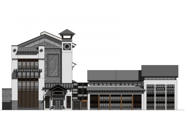 Sketchup办公模型|多层办公楼群，中式风格