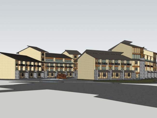 Sketchup商业模型|多层商业建筑，中式风格