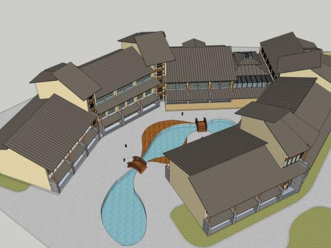 Sketchup商业模型|多层商业建筑，中式风格