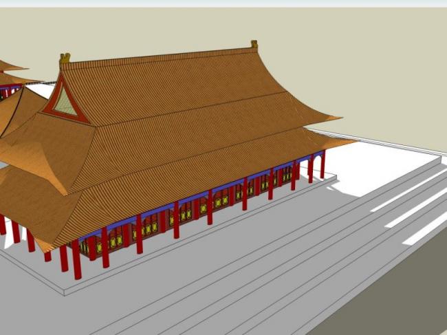 Sketchup古建筑模型|多层宫殿，中式风格，古建
