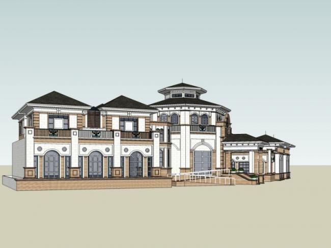 Sketchup商业模型|多层会所，古典风格