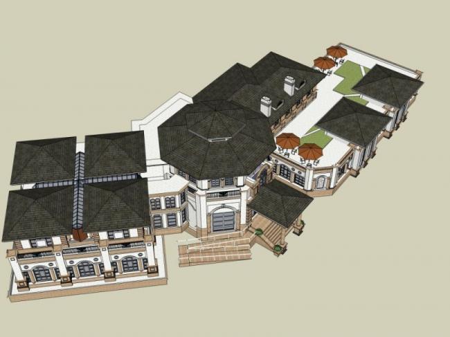 Sketchup商业模型|多层会所，古典风格