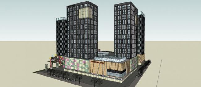 Sketchup综合体模型|多高层商业综合体，现代风格