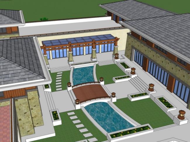 Sketchup商业模型|低层会所，古典风格