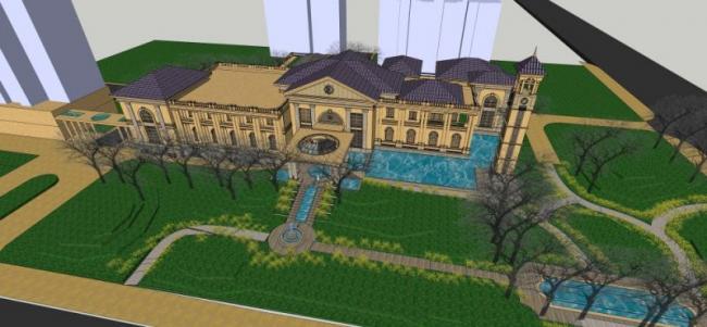 Sketchup商业模型|多层会所，古典风格