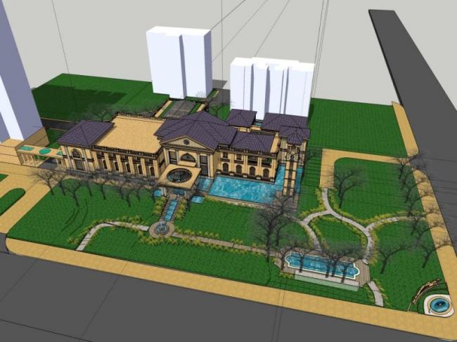 Sketchup商业模型|多层会所，古典风格