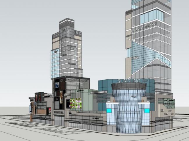 Sketchup综合体模型|多高层商业综合体，现代风格
