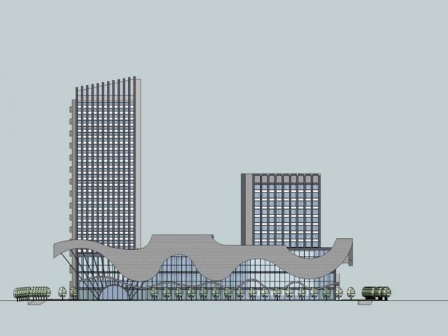 Sketchup综合体模型|多高层商业综合体，现代风格