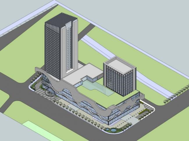 Sketchup综合体模型|多高层商业综合体，现代风格