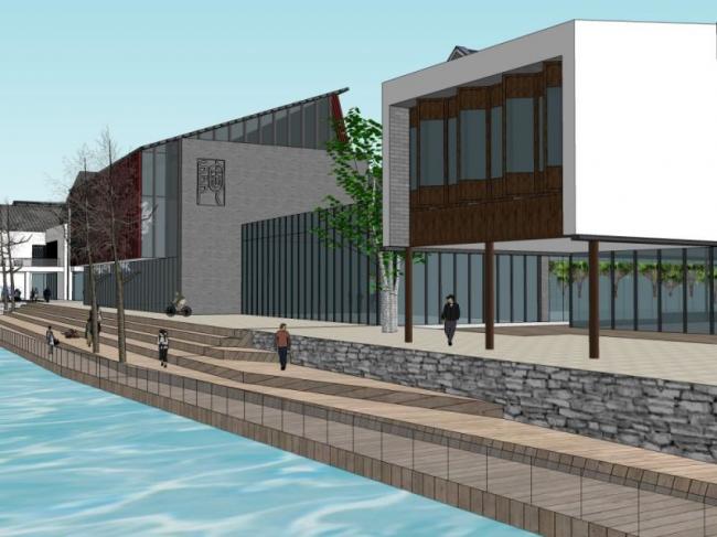 Sketchup商业模型|商业街，现代中式风格