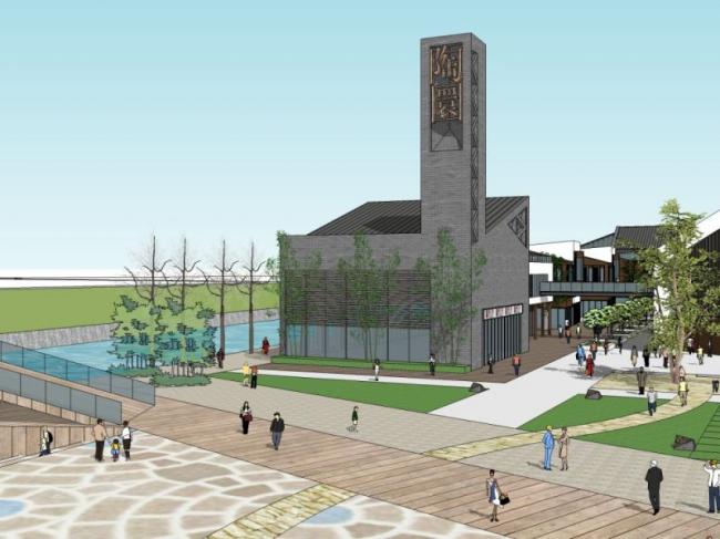 Sketchup商业模型|商业街，现代中式风格