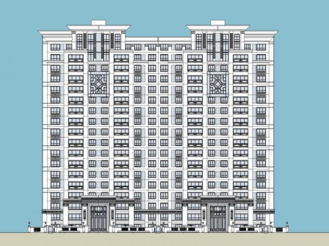 Sketchup住宅模型|高层住宅，居住建筑，中式风格
