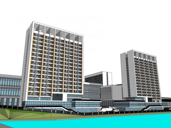 Sketchup医院模型|多高层医院，医疗建筑，现代风格