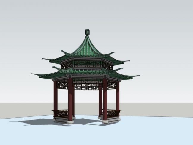 Sketchup小品模型|亭子，中式风格，小品
