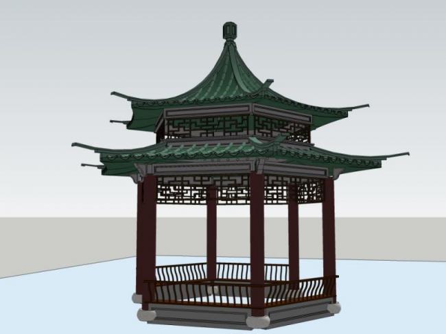 Sketchup小品模型|亭子，中式风格，小品