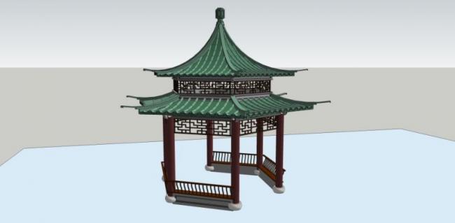 Sketchup小品模型|亭子，中式风格，小品