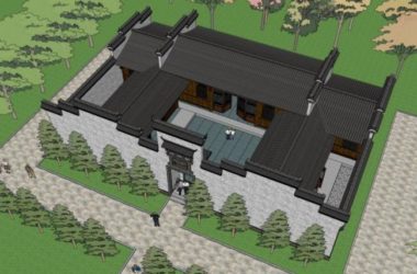 Sketchup住宅模型|院落，中式风格-BIM建筑网