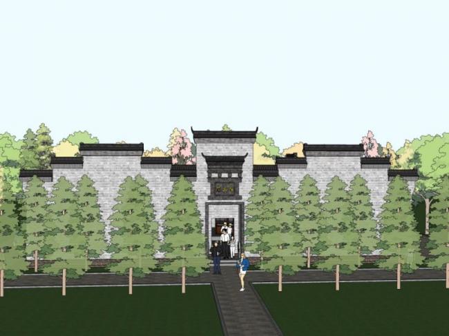 Sketchup住宅模型|院落，中式风格