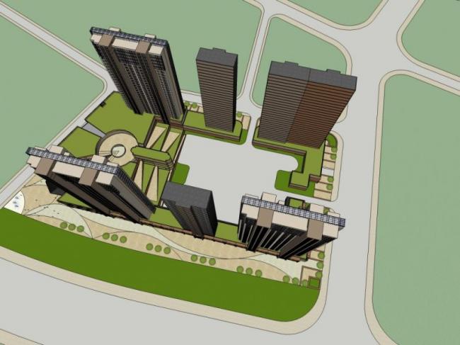 Sketchup综合体模型|超高层综合体，现代风格