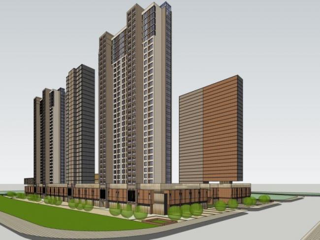 Sketchup综合体模型|超高层综合体，现代风格