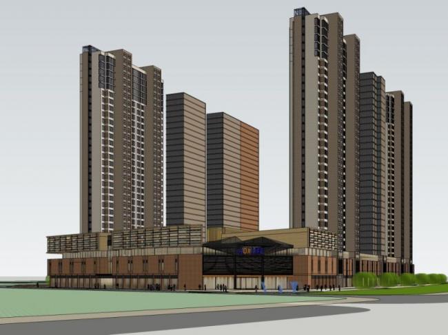 Sketchup综合体模型|超高层综合体，现代风格